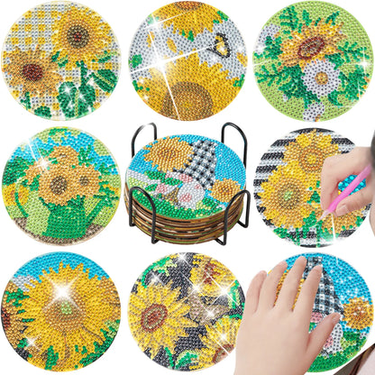 8Pc/Sets Mandala Diamond Painting Coasters DIY Diamond Art Coasters 5D Full Drill Diamond Coasters Acrylic round Cup